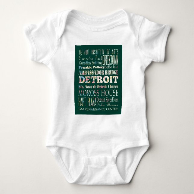 Body Para Bebê Atrações e lugares famosos de Detroit, Michigan (Frente)