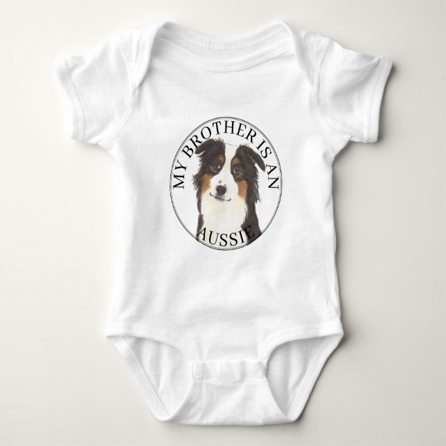 Body Para Bebê Aussie Australian Shepherd Irmão Mais Velho (Frente)
