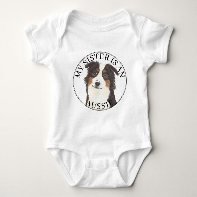 Body Para Bebê Aussie australiana Shepherd Big Sister (Frente)