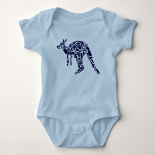 Body Para Bebê Austrália Terra Por Baixo Canguru Animal Azul