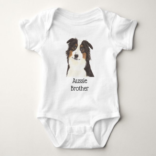 Body Para Bebê Australian Shepherd Australiano Personalizável (Frente)