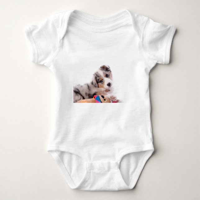 Body Para Bebê Australian shepherd puppy (Frente)