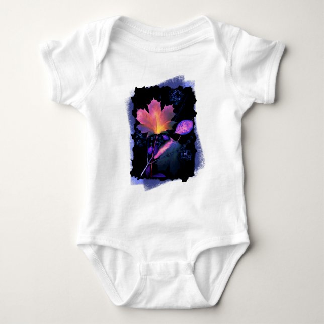 Body Para Bebê Autumn Leaves em Neon e Azul (Frente)