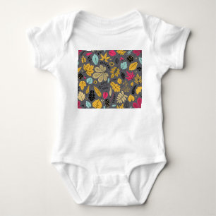 Body Para Bebê Autumn Leaves: Padrão Escuro Sem Olhos