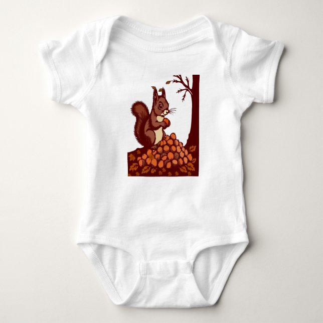Body Para Bebê 🐿️ Autumn Squirrel Baby Bodysuit Front & Back (Frente)