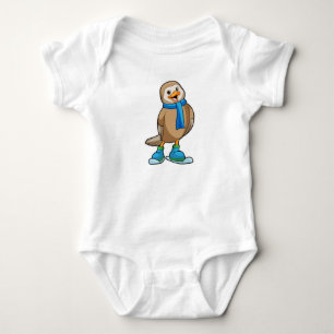 Body Para Bebê Ave como Skier com Esqui e Scarf