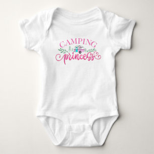 Body Para Bebê Aventura da Princesa Camping Camper Rosa
