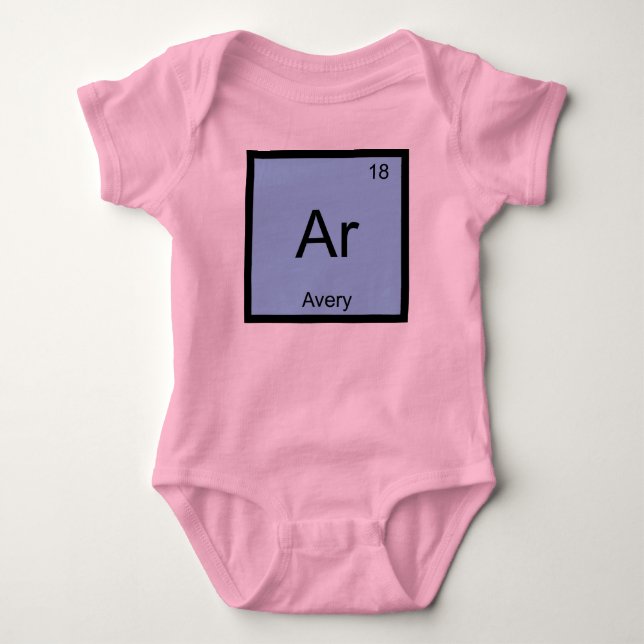 Body Para Bebê Avery Nome Química Elemento Tabela Periódica (Frente)