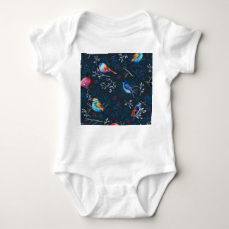 Body Para Bebê Aves Vibrantes: Legância Escura de Gouache