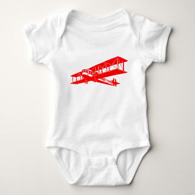 Body Para Bebê Avião Antigo - Vermelho (Frente)