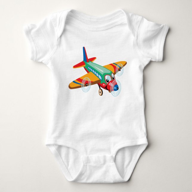 Body Para Bebê avião de desenho animado (Frente)