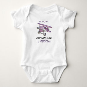 Body Para Bebê Avião Oh Meu Tempo Voa Primeira Viagem Aniversário