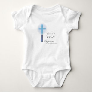 Body Para Bebê Avô Baptism Blue Lace Personalizado