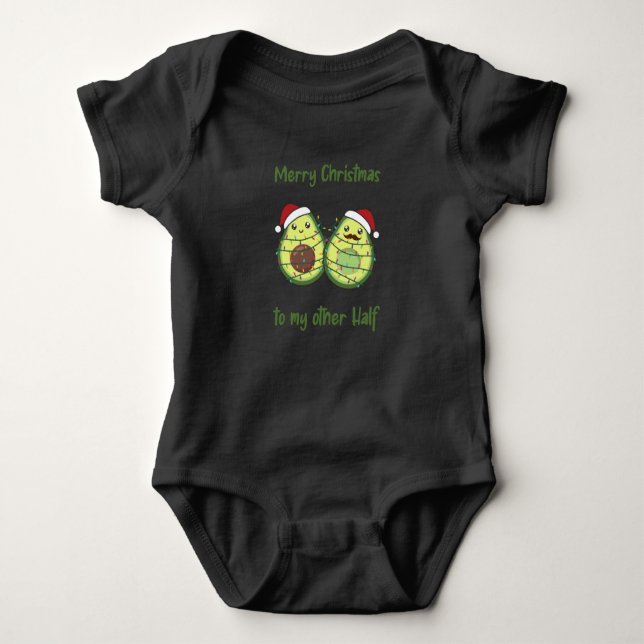 Body Para Bebê Avocado Christmas Lights Funny Avocados (Frente)