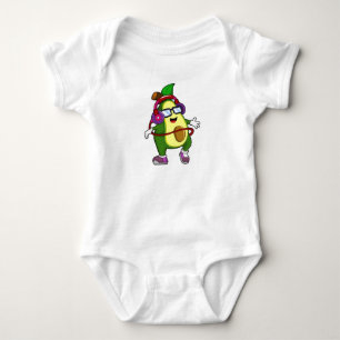 Body Para Bebê Avocado em Música com Fone de Ouvido