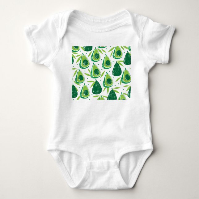 Body Para Bebê Avocado, selo texturizado, padrão perfeito. (Frente)