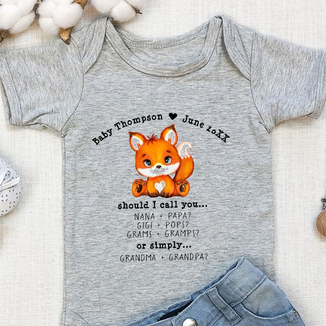 Body Para Bebê Avós com Gravidez Revelem Anúncio Personalizado (Criador carregado)