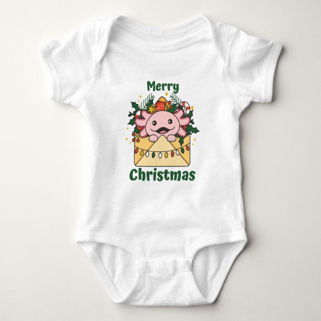 Body Para Bebê Axolotl - Letra de Natal Axolotls (Frente)