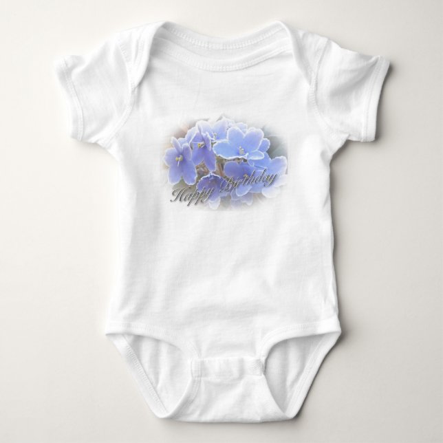 Body Para Bebê Azul-africano Violetas (Frente)