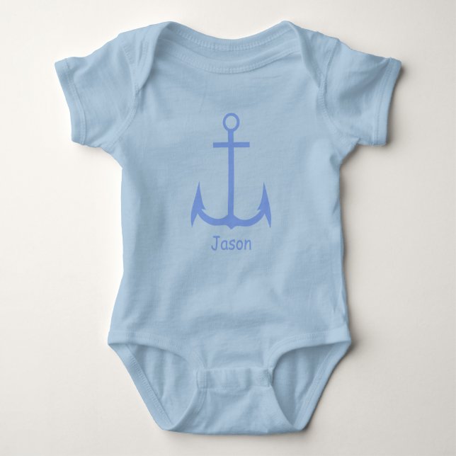 Body Para Bebê Azul Anchor Personalizado Bebê (Frente)
