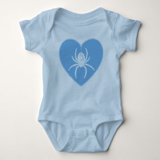 Body Para Bebê Azul Aranha Cardíaco Bebê Bodyfato (Frente)
