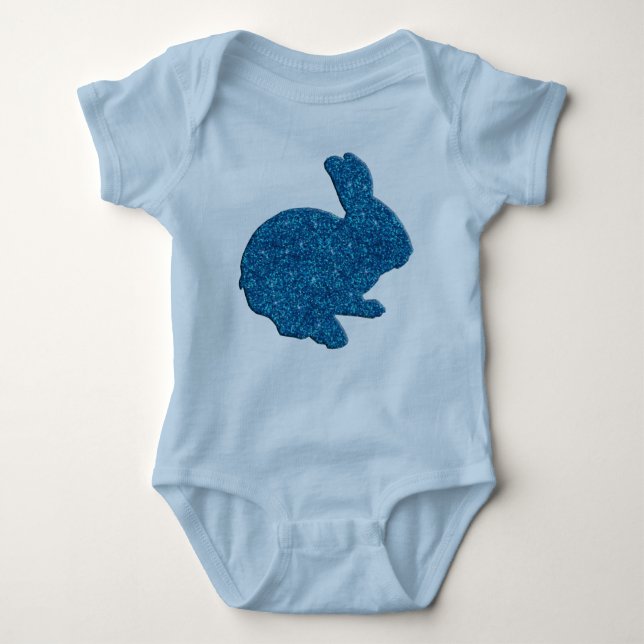 Body Para Bebê Azul-brilhante Silhouter Coelho da Páscoa (Frente)