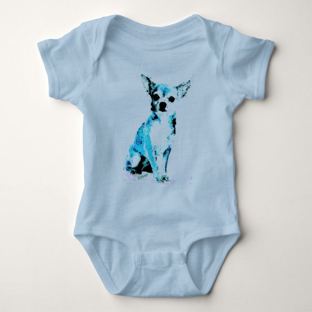 Body Para Bebê Azul Chihuahua Cute Bebê Bonito (Frente)