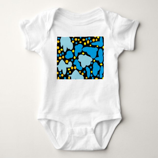Body Para Bebê Azul com pontos amarelos (Frente)