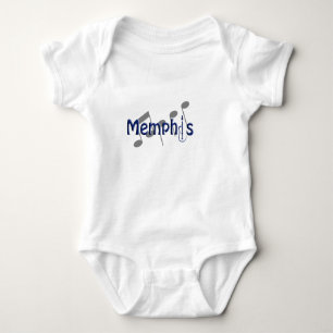 Body Para Bebê azul de memphis com notas da música