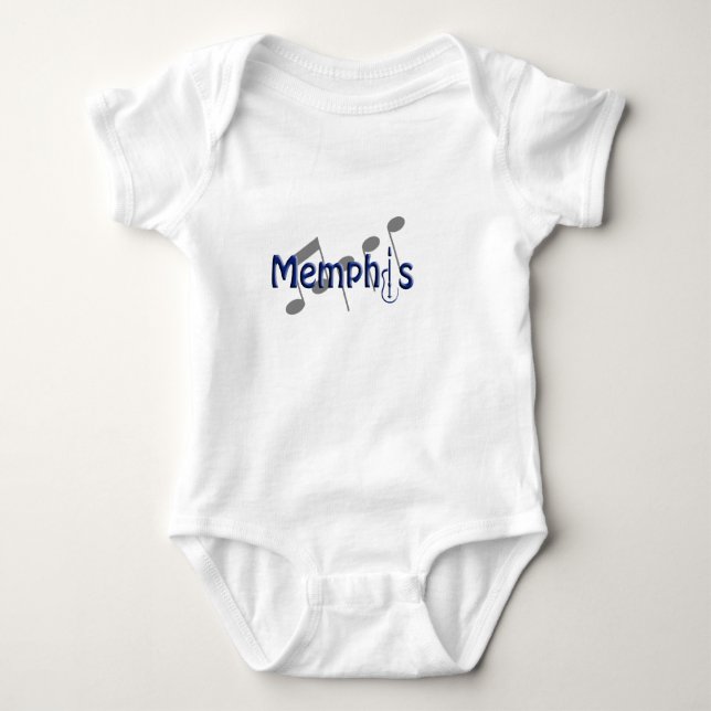 Body Para Bebê azul de memphis com notas da música (Frente)