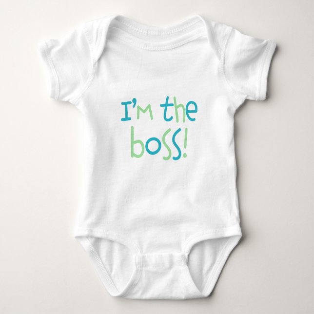 Body Para Bebê Azul e Verde "Eu sou o chefe!" (Frente)