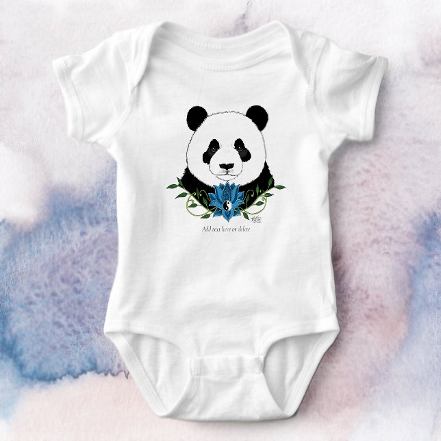 Body Para Bebê Azul Flor de Lotus Panda Bear (Criador carregado)