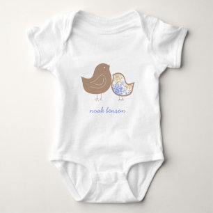 Body Para Bebê Azul Pastel Caprichoso Damask Frangos Menino Bebê