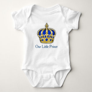 Body Para Bebê Azul Real Ouro Príncipe Coroa Bebê Menino