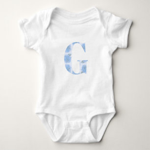 Body Para Bebê Azul Toile Floral Hydrangea "G" One Sie