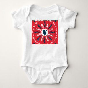 Body Para Bebê Azulejo de Natal Folk Doodle Art