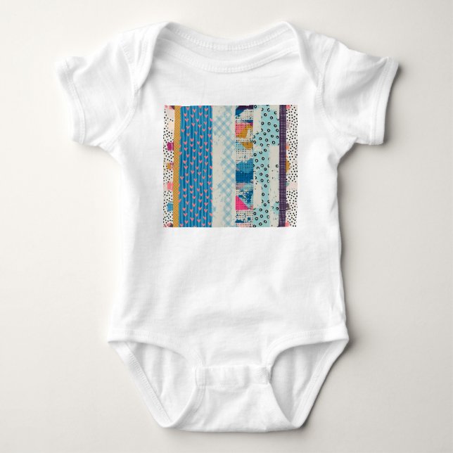 Body Para Bebê Azulejo de Patchwork (Design de padrões) (Frente)