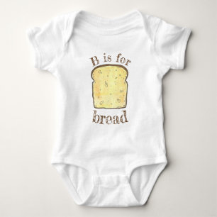 Body Para Bebê B é para BREAD Slice Alphabet - Letra Foodie