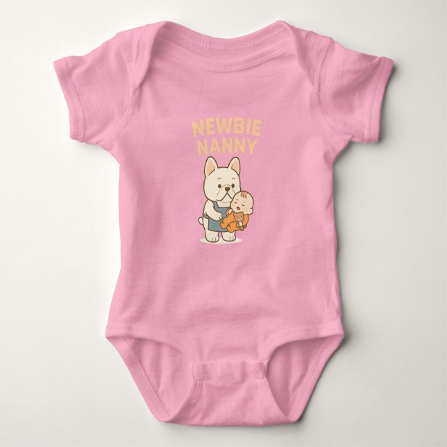 Body Para Bebê Babá de Primeira Viagem – Cachorro Fofo e Bebê (Frente)