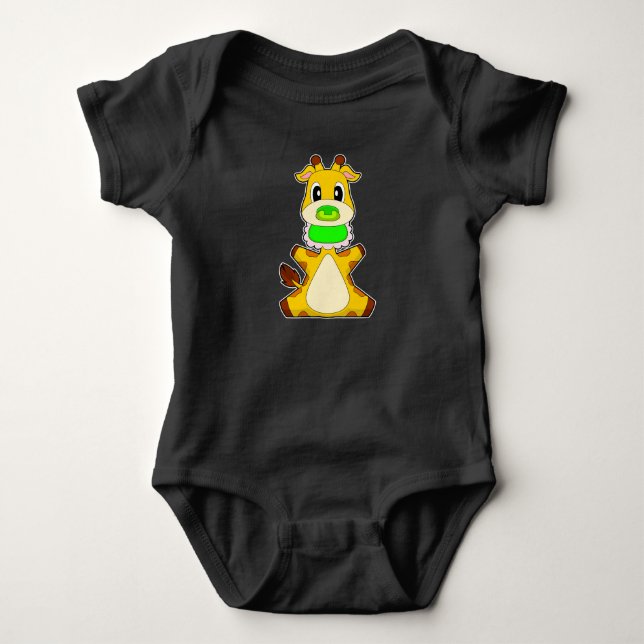 Body Para Bebê Babete Chupeta de Girafa (Frente)