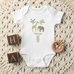 Body Para Bebê Babete Personalizada Safari Baby   Nome Personaliz