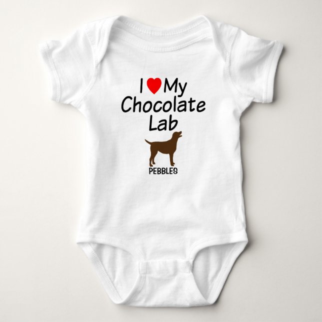 Body Para Bebê Baby ama Chocolate Lab Dog (Frente)