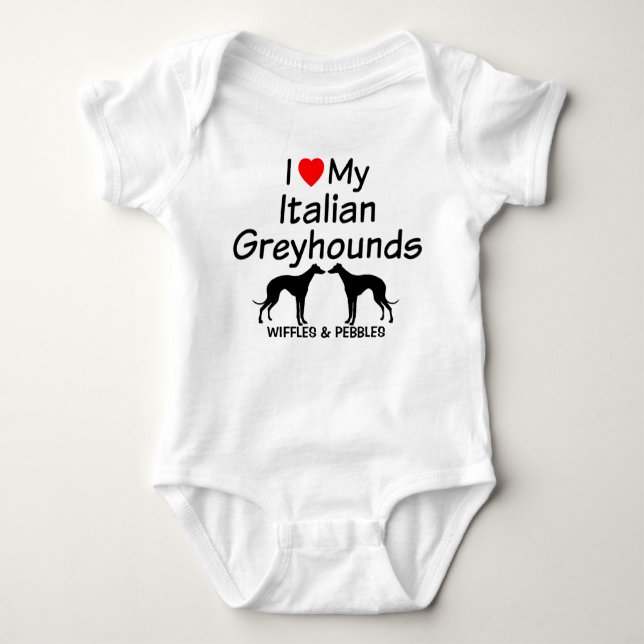Body Para Bebê Baby ama dois cães gregos italianos (Frente)