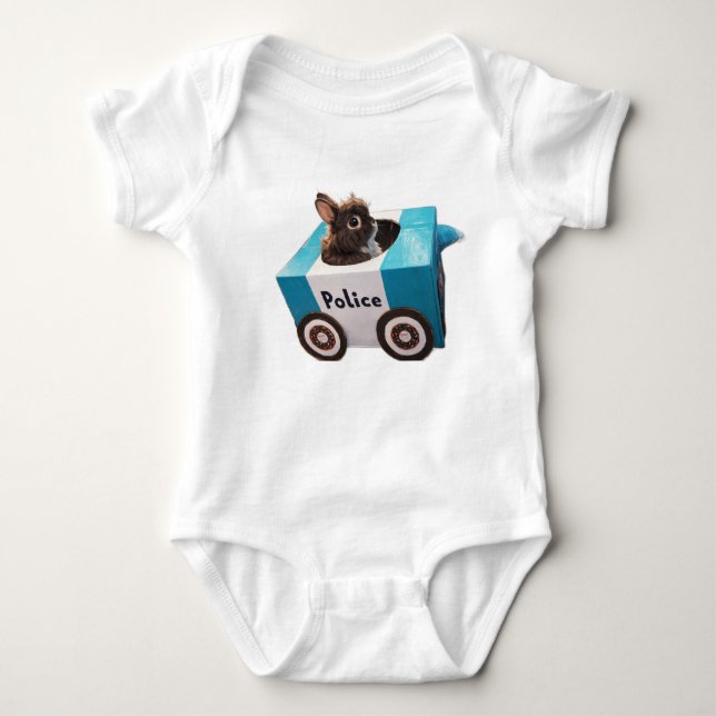 Body Para Bebê Baby Body Suit- Police Car Bunny Cute (Frente)