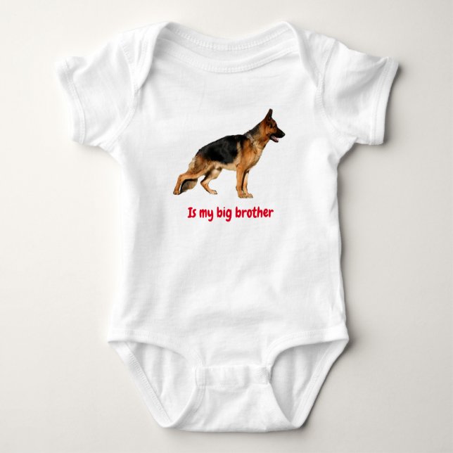 Body Para Bebê Baby body suit with German Shepherd "big brother" (Frente)