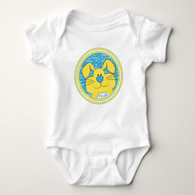 Body Para Bebê Baby Bodydress Honey Bunny Blue Yellow (Frente)