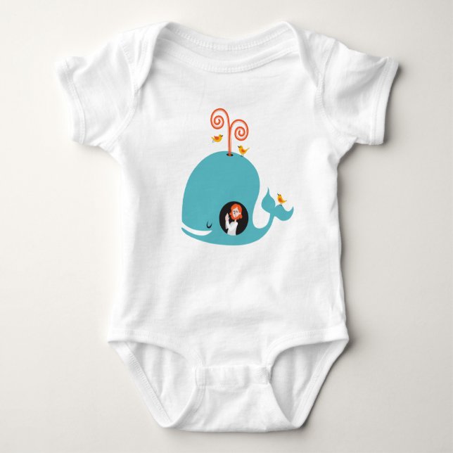 Body Para Bebê Baby Bodysuit Bible Story Jonah And The Whale (Frente)