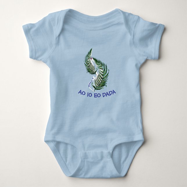 Body Para Bebê Baby Bodysuit Fern Aotearoa NZ  funny baby talk (Frente)