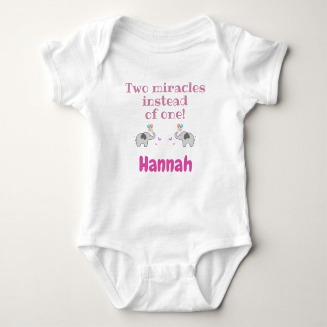 Body Para Bebê Baby Bodysuit for Twins, Personalized Twins Gifts, (Frente)