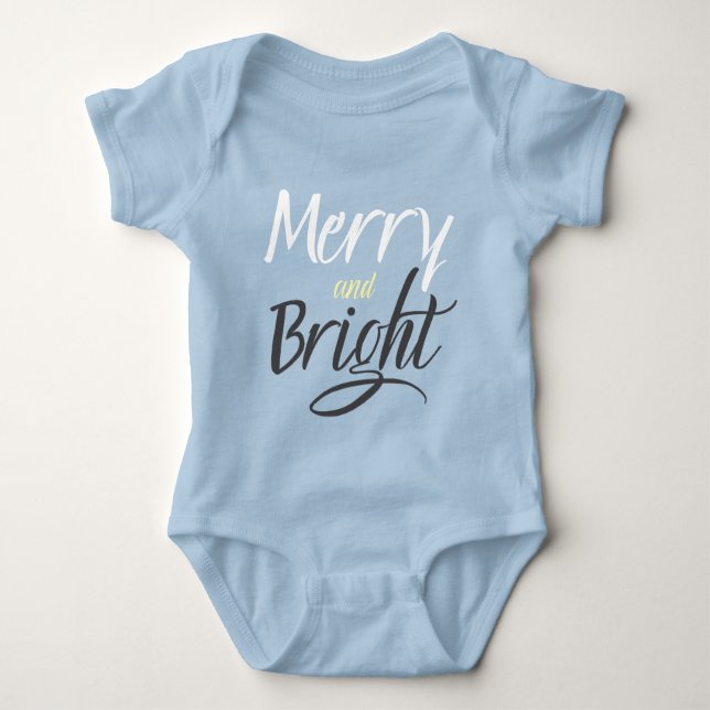 Body Para Bebê Baby Bodysuit : Merry and Bright (blue) (Frente)
